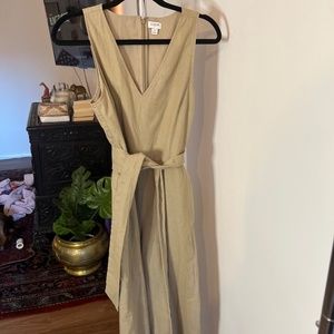 J. Crew New Tan Sleeveless Linen V-neck Jumpsuit [Size 4]